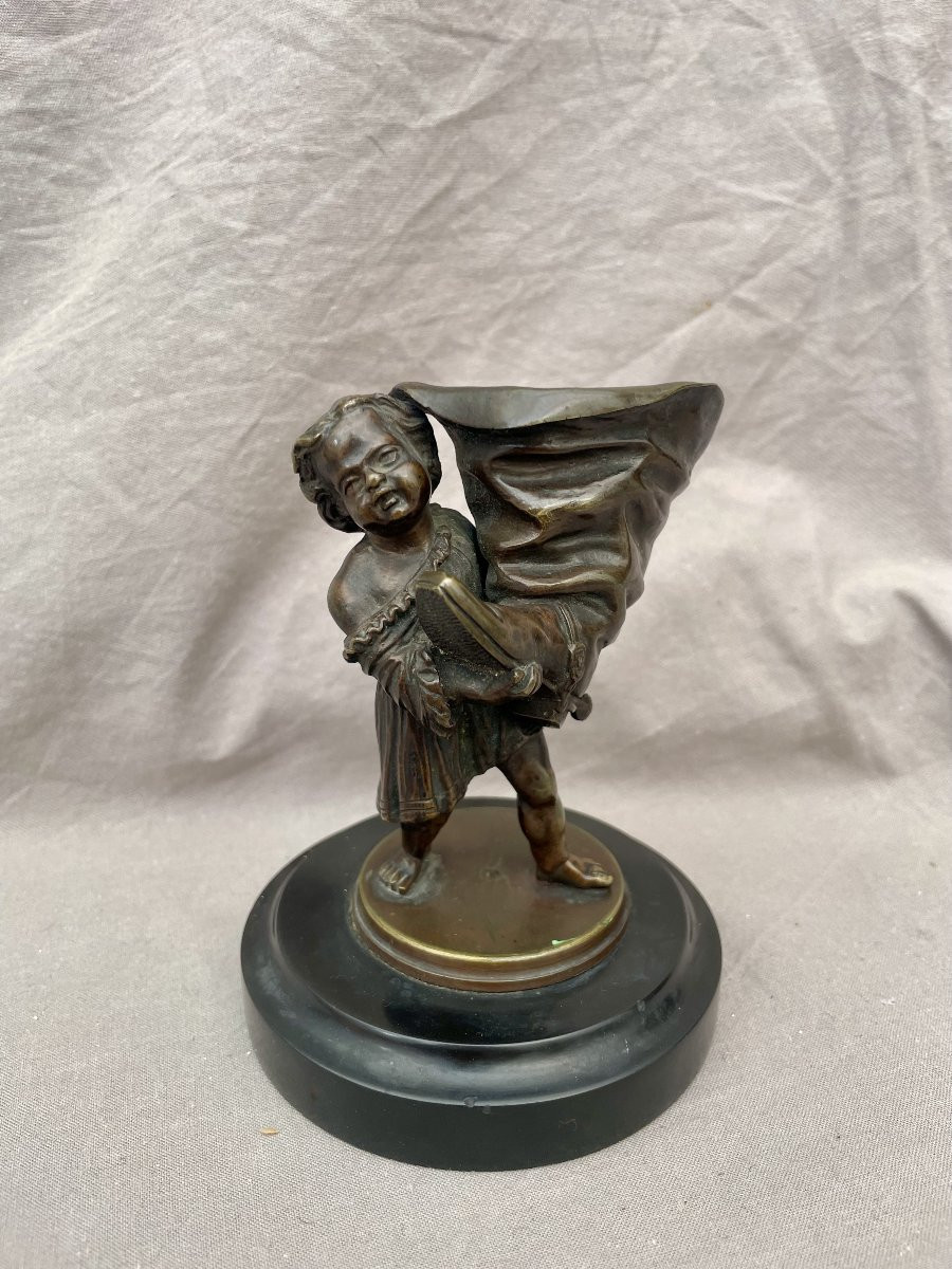 Bronze Living Room Pyrogen Child With Seven-league Boot 19th Century Napoleon III Second Empire -photo-4