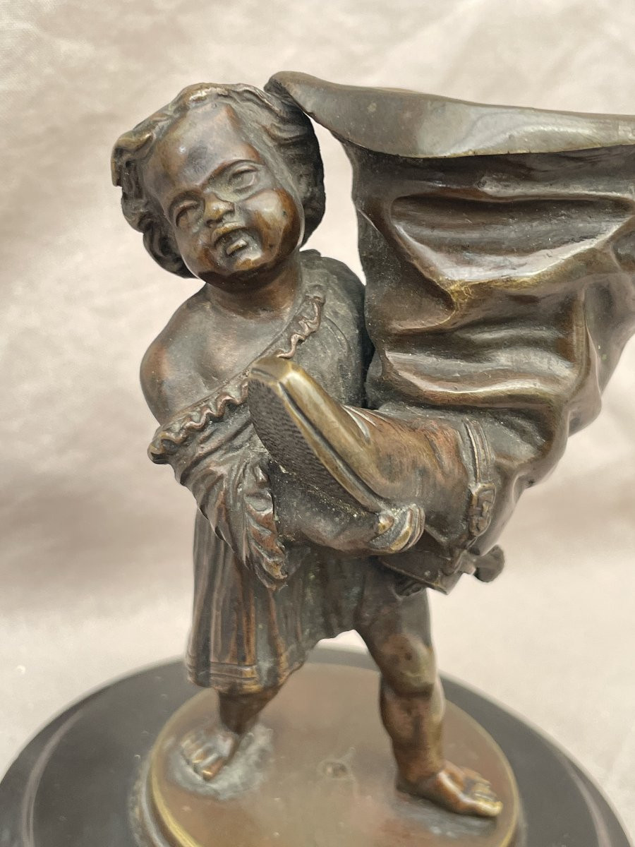 Bronze Living Room Pyrogen Child With Seven-league Boot 19th Century Napoleon III Second Empire -photo-6
