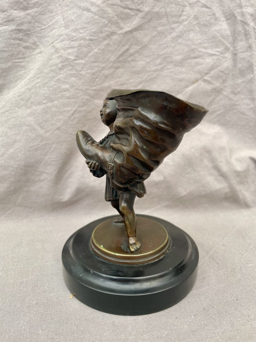 Bronze Living Room Pyrogen Child With Seven-league Boot 19th Century Napoleon III Second Empire -photo-8