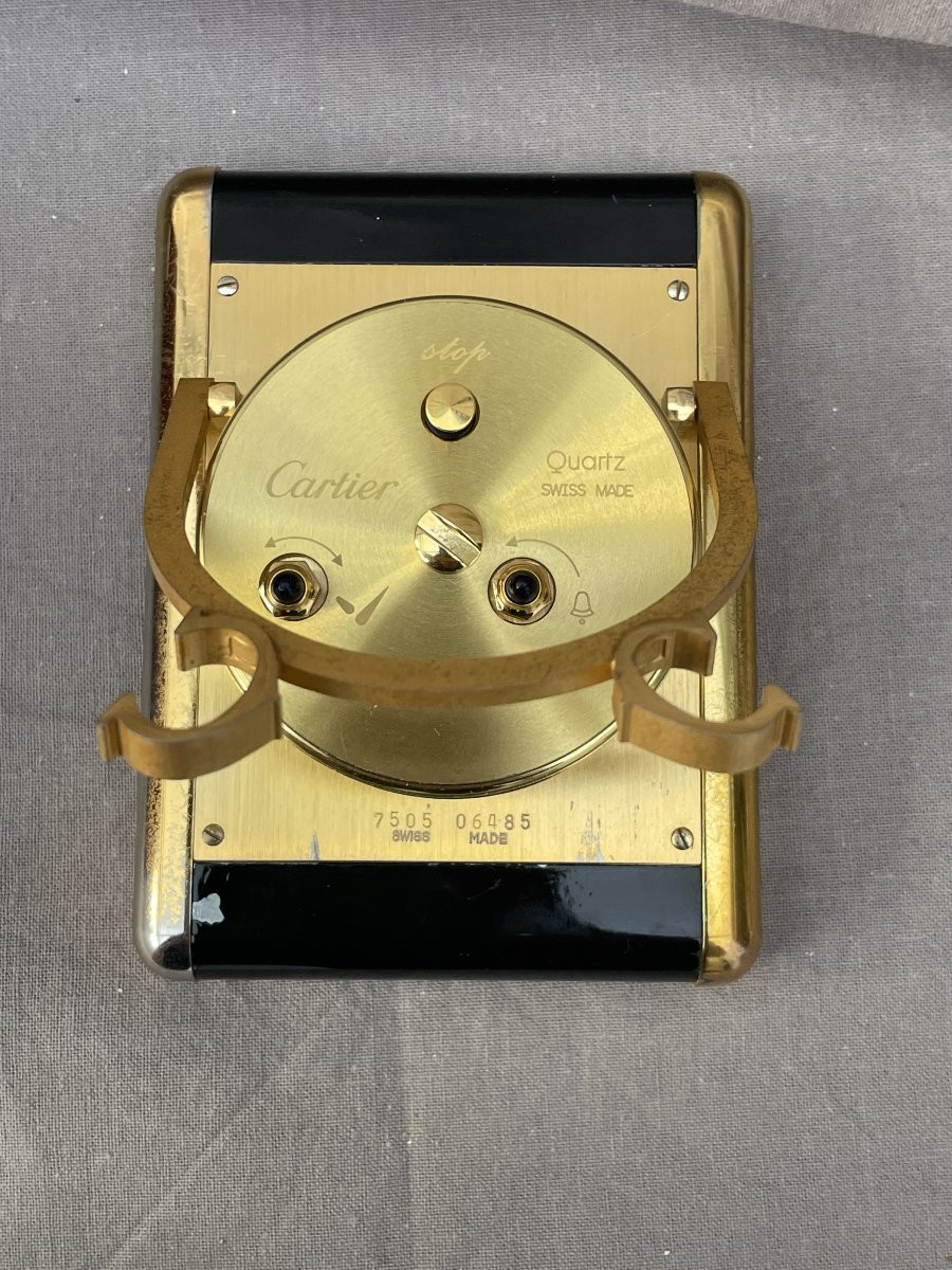 CARTIER. Pendulette Tank de voyage bureau 1983 écrin boîte papiers société suisse 1857-1982-photo-6