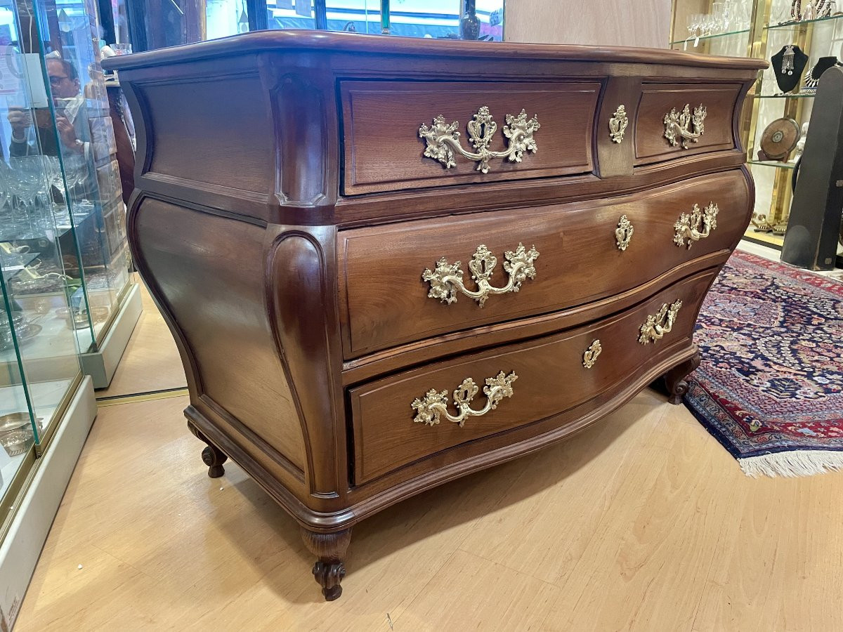 Commode Bordelaise de port tombeau en acajou massif à quatre tiroirs XVIIIème Bordeaux 18ème -photo-5