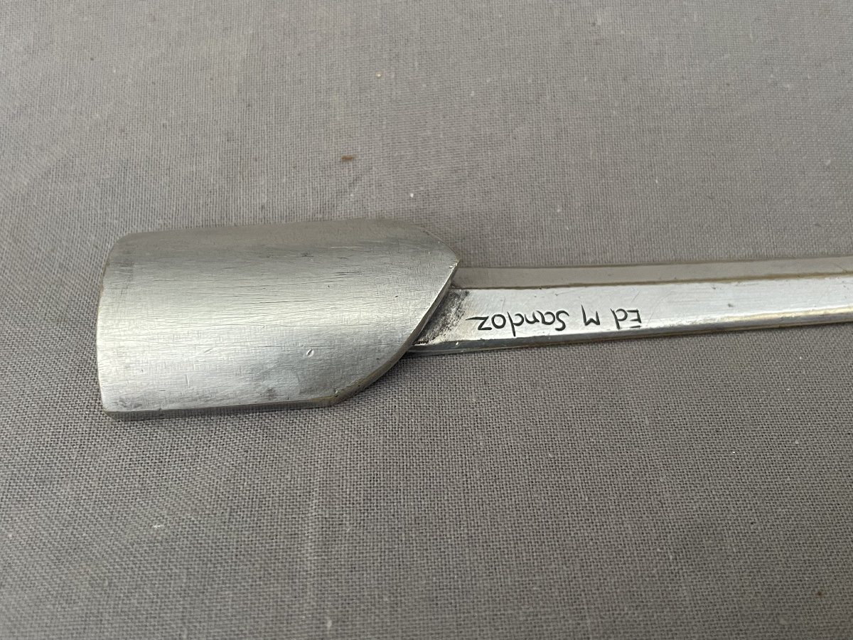 Edouard-marcel Sandoz (1881-1971) Silvered Bronze Letter Opener/paper Knife, Barbedienne, 22.5 Cm -photo-4