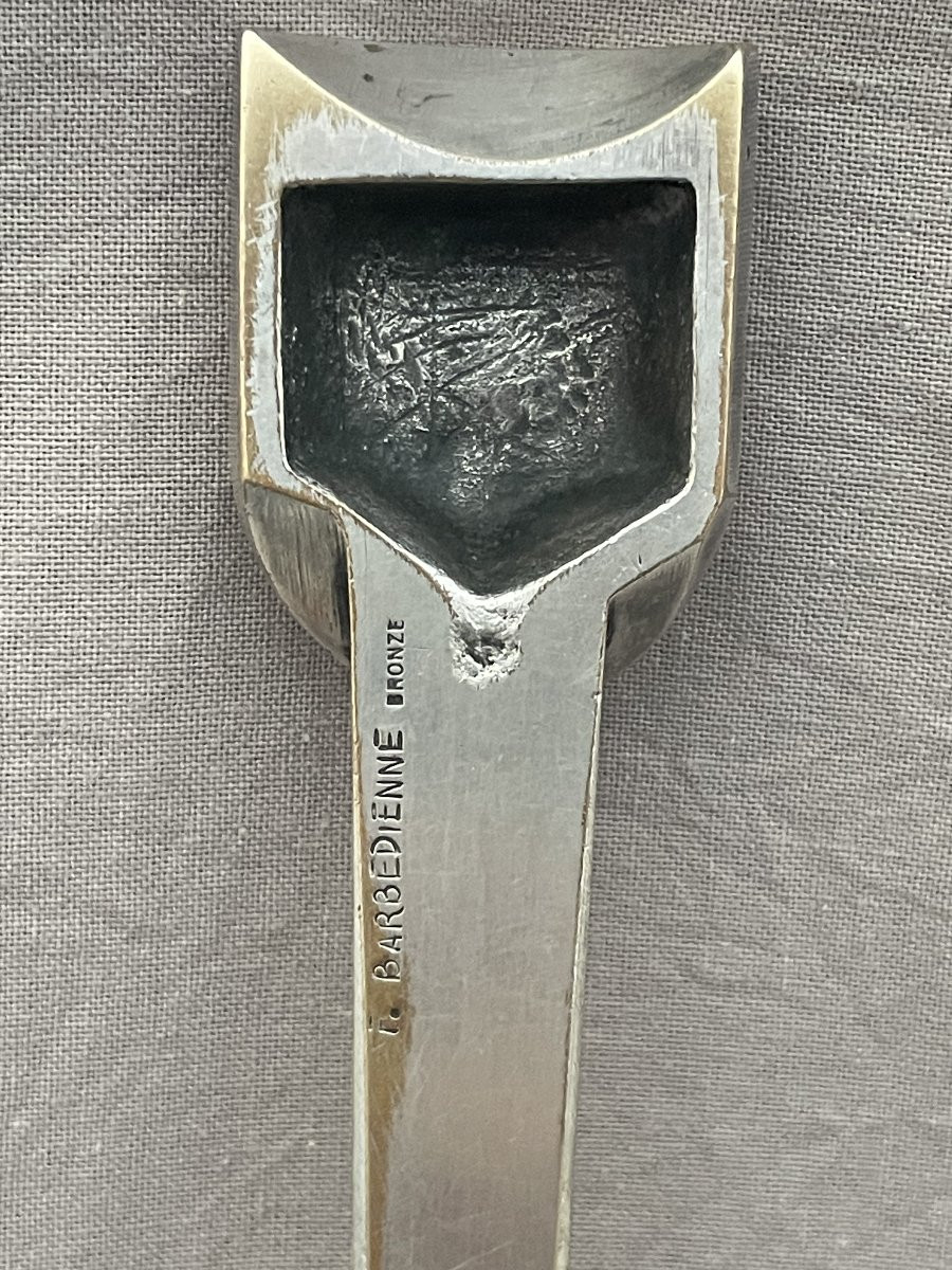 Edouard-marcel Sandoz (1881-1971) Silvered Bronze Letter Opener/paper Knife, Barbedienne, 22.5 Cm -photo-2