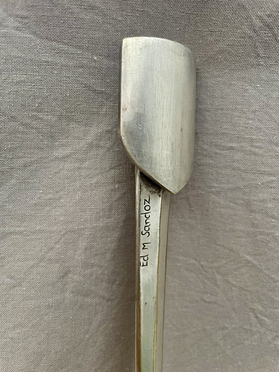 Edouard-marcel Sandoz (1881-1971) Silvered Bronze Letter Opener/paper Knife, Barbedienne, 22.5 Cm -photo-3