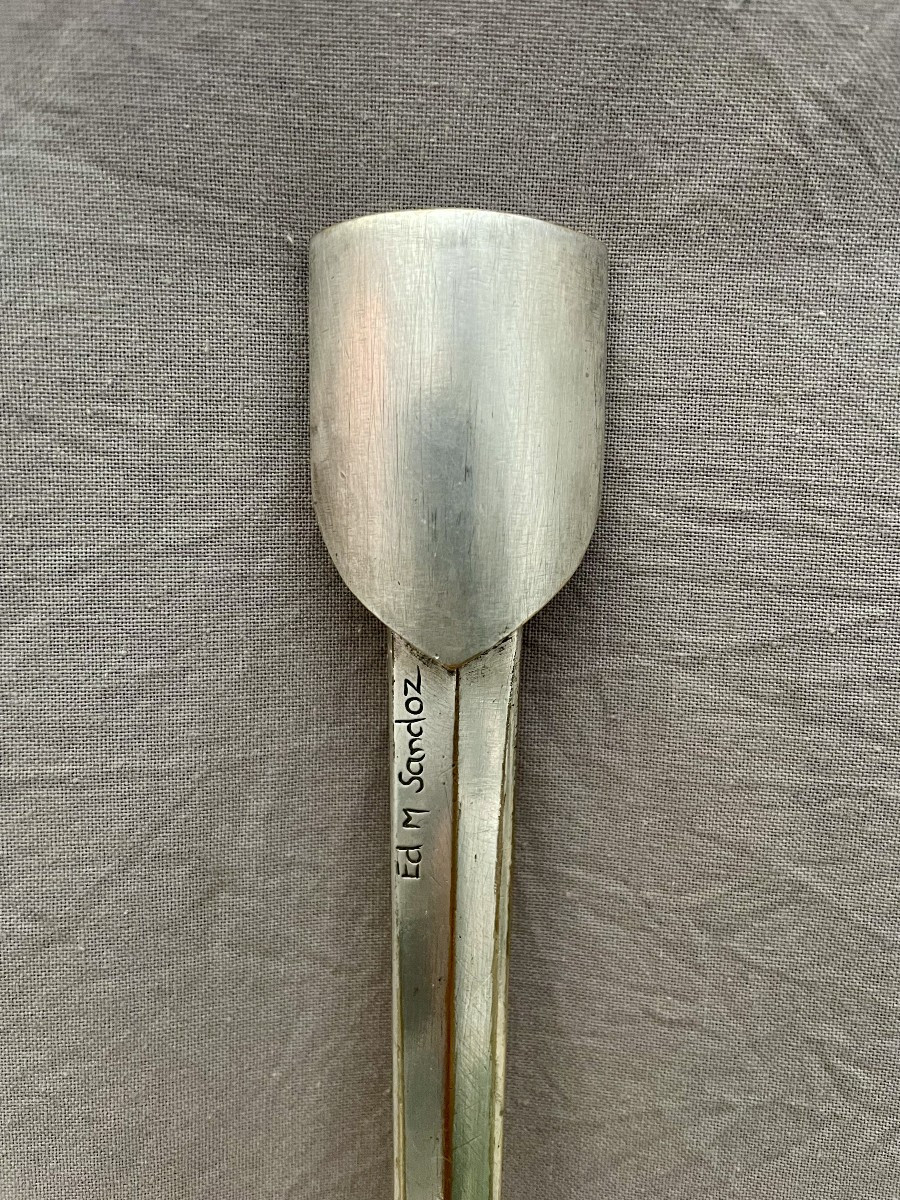 Edouard-marcel Sandoz (1881-1971) Silvered Bronze Letter Opener/paper Knife, Barbedienne, 22.5 Cm 