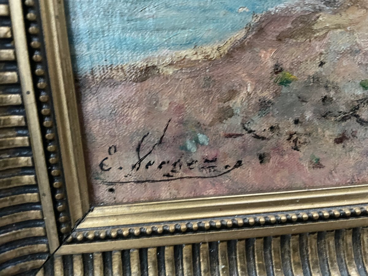 Eugène Vergez (1848-1926) Le Pouldu, Finistère, Brittany, 1896, Coastal Landscape, Oil On Canvas, 35 X 55 Cm -photo-3