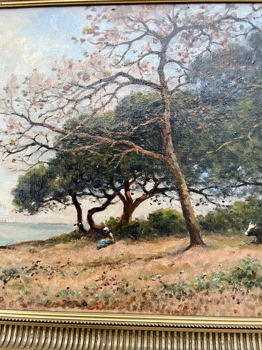 Eugène Vergez (1848-1926) Le Pouldu, Finistère, Brittany, 1896, Coastal Landscape, Oil On Canvas, 35 X 55 Cm -photo-4