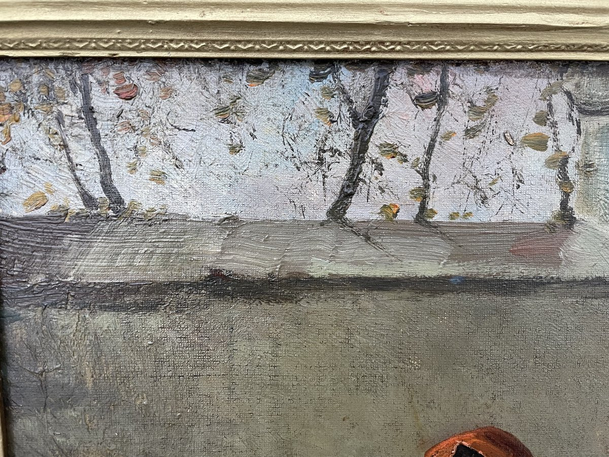 École française du XIX ème siècle huile sur toile "La Marchande de Fleurs" petits métiers Paris-photo-2