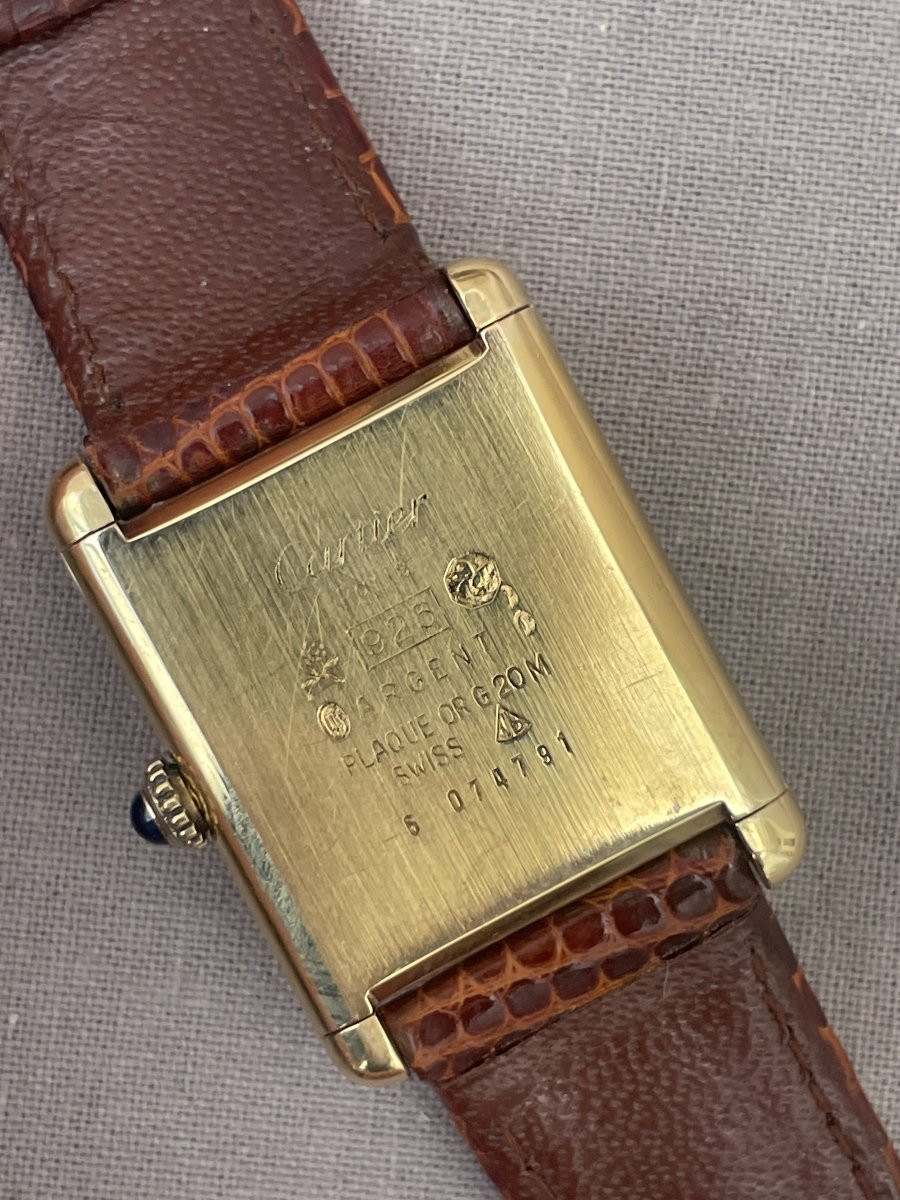 CARTIER MUST Montre en Vermeil, révisée  garantie . Modèle femme tank PM mécanique cal ETA 2512-photo-1