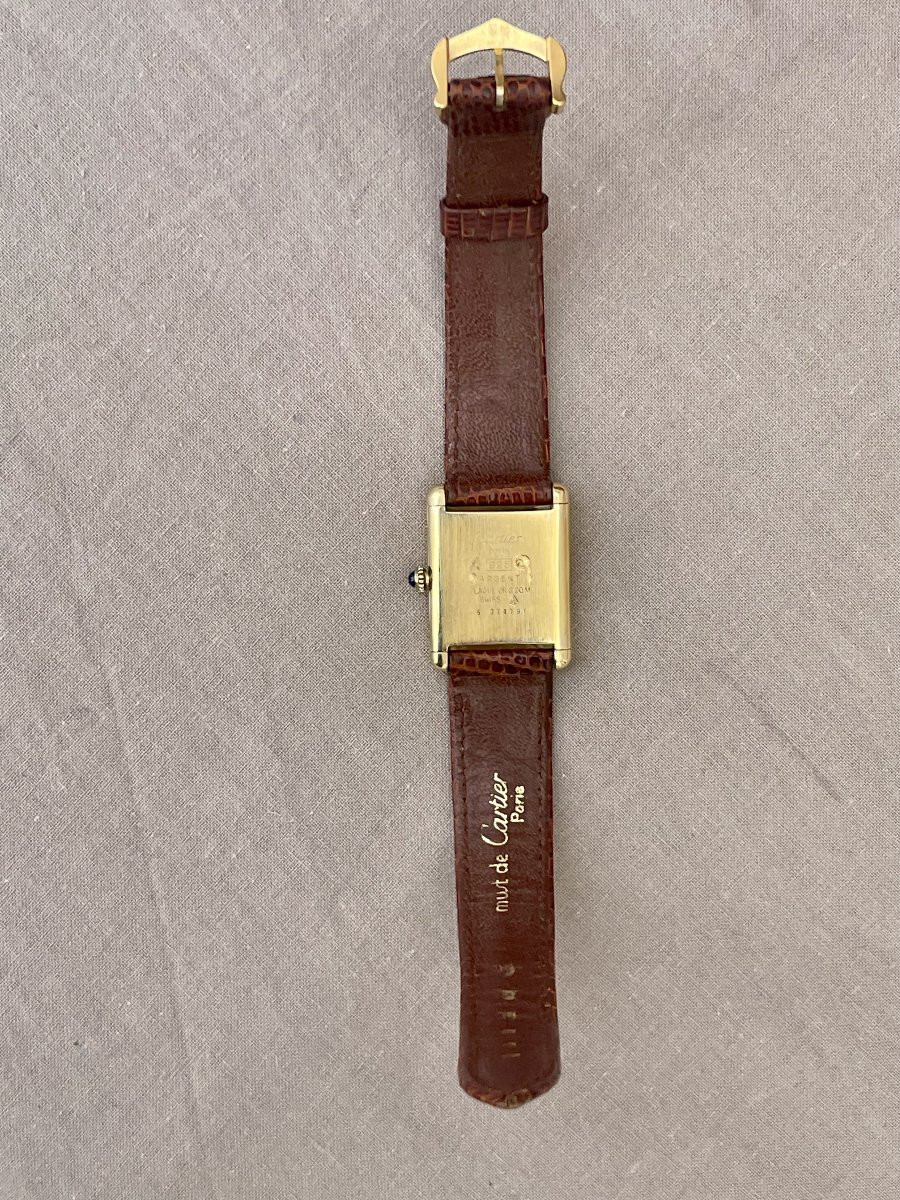 CARTIER MUST Montre en Vermeil, révisée  garantie . Modèle femme tank PM mécanique cal ETA 2512-photo-4