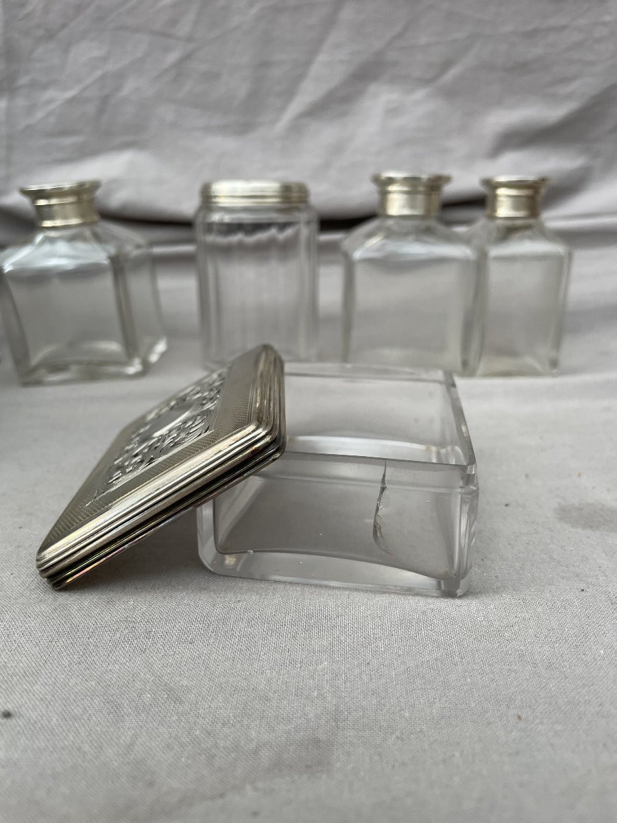 Coffret de toilette de voyage cristal & argent London D Edwards to Her Majesty 1840 19ème-photo-1