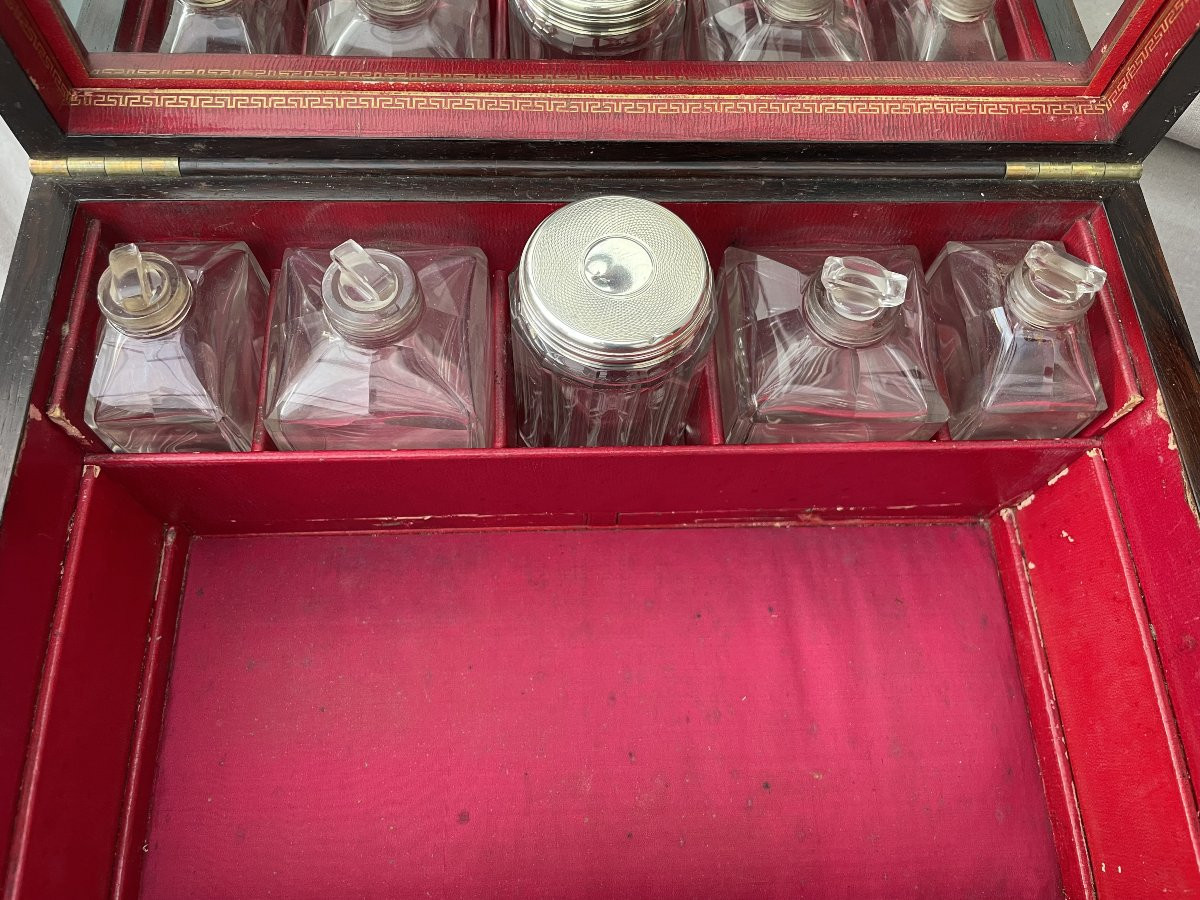 Coffret de toilette de voyage cristal & argent London D Edwards to Her Majesty 1840 19ème-photo-6