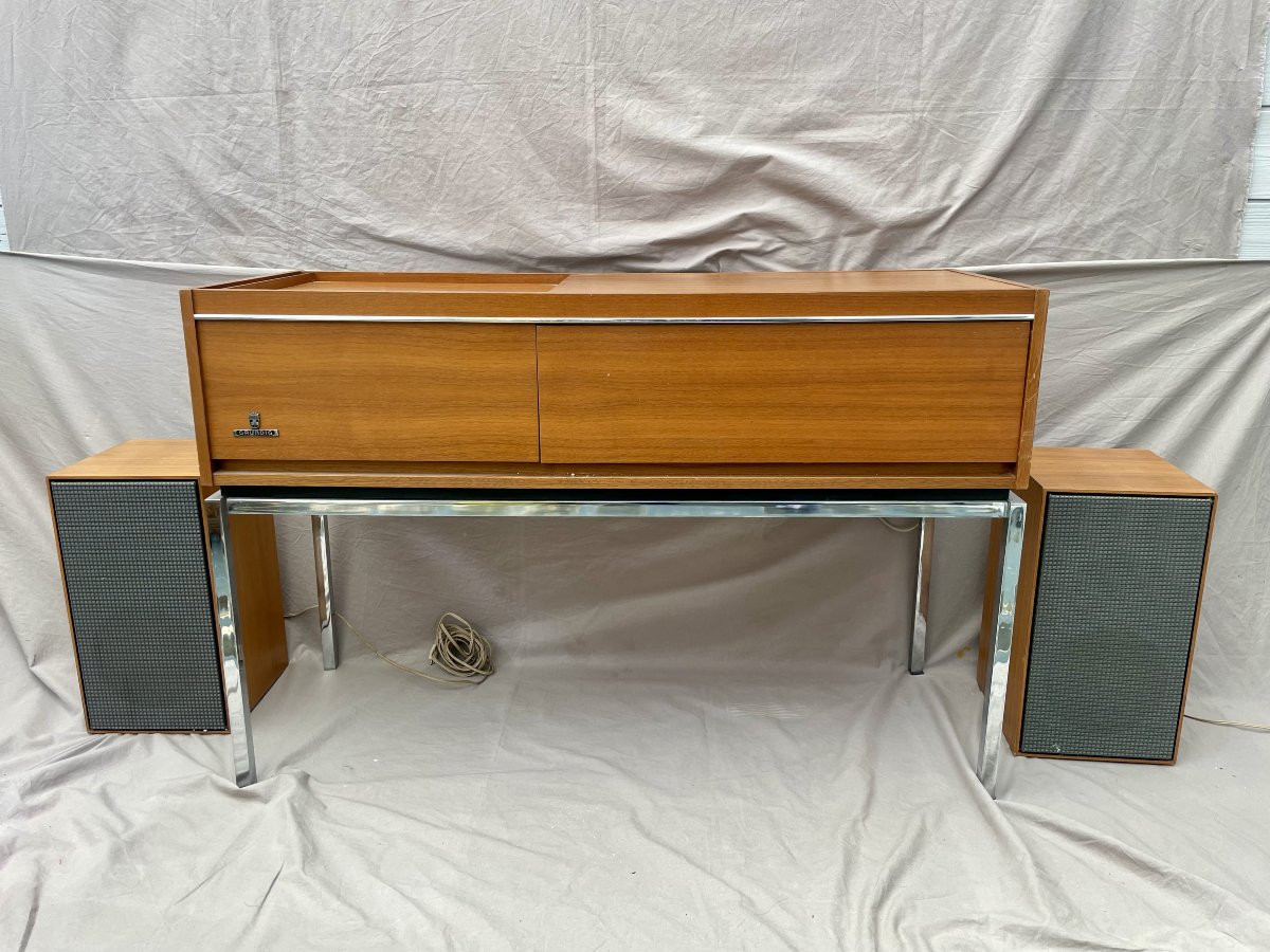 Grundig Germany Hi-fi Cabinet 70s Studio 600 Rtv Pair Of Speakers 2 X 30 W Turntable Tuner-photo-2