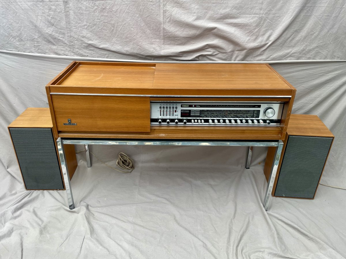Grundig Germany Hi-fi Cabinet 70s Studio 600 Rtv Pair Of Speakers 2 X 30 W Turntable Tuner-photo-3