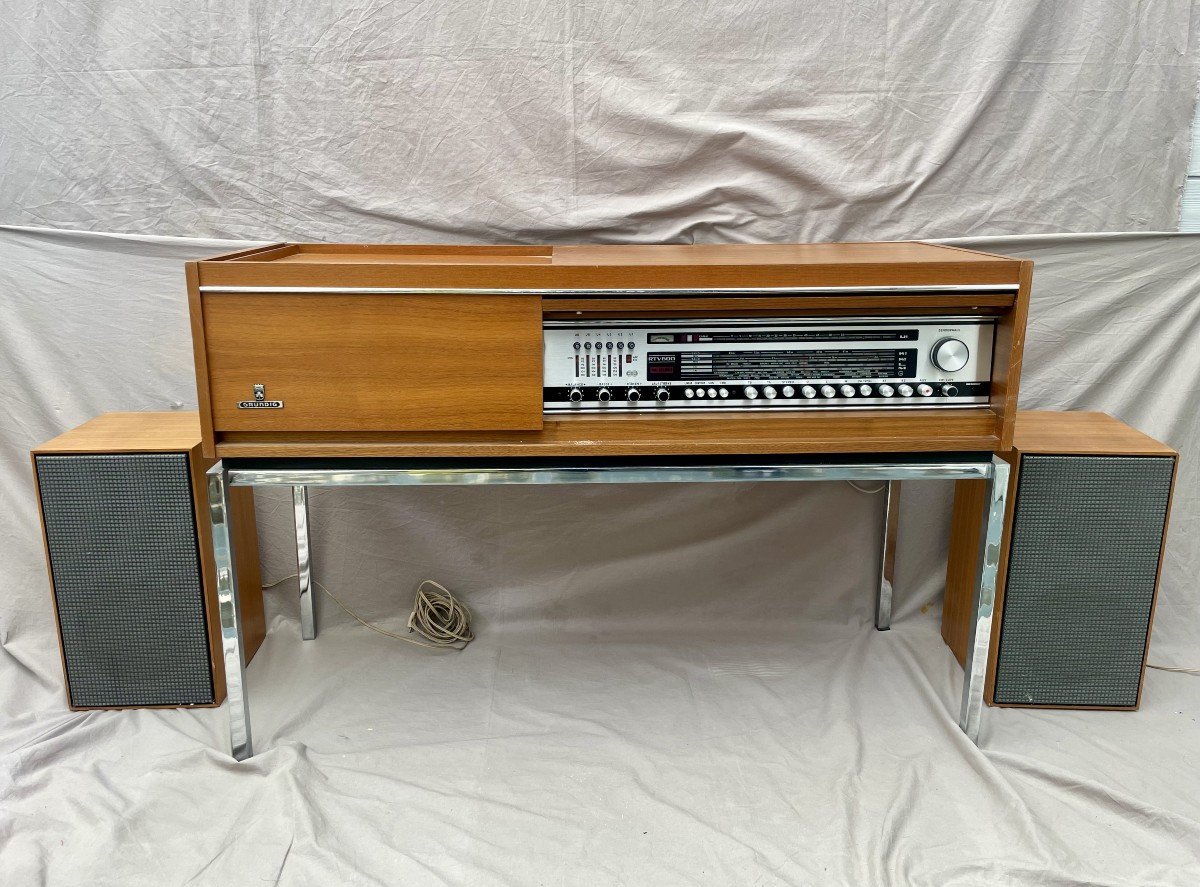 Grundig Germany Hi-fi Cabinet 70s Studio 600 Rtv Pair Of Speakers 2 X 30 W Turntable Tuner