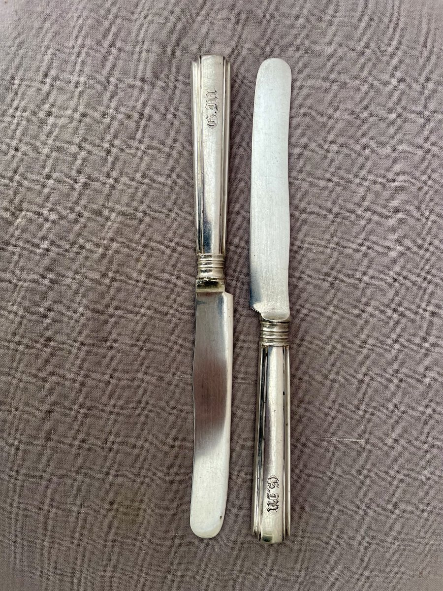 Carl Boianowski Set Of 6 Silver Knives 84 Russie Impériale Saint-pertersboug 1863 , 409gr-photo-3