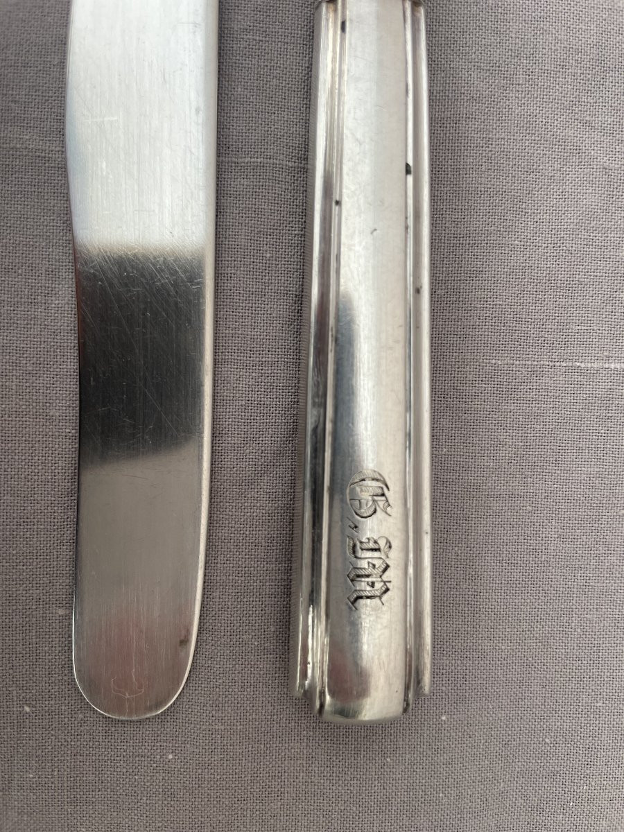 Carl Boianowski Set Of 6 Silver Knives 84 Russie Impériale Saint-pertersboug 1863 , 409gr-photo-1