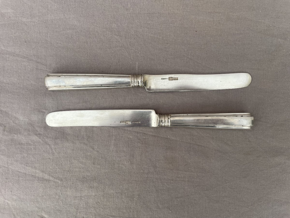 Carl Boianowski Set Of 6 Silver Knives 84 Russie Impériale Saint-pertersboug 1863 , 409gr-photo-4