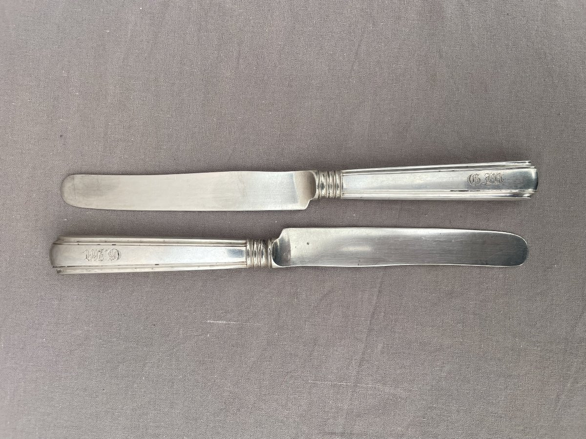 Carl Boianowski Set Of 6 Silver Knives 84 Russie Impériale Saint-pertersboug 1863 , 409gr-photo-5