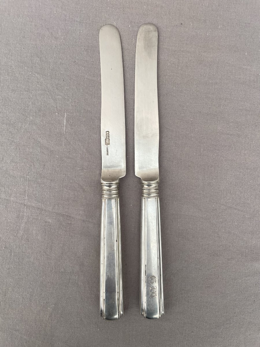 Carl Boianowski Set Of 6 Silver Knives 84 Russie Impériale Saint-pertersboug 1863 , 409gr-photo-8
