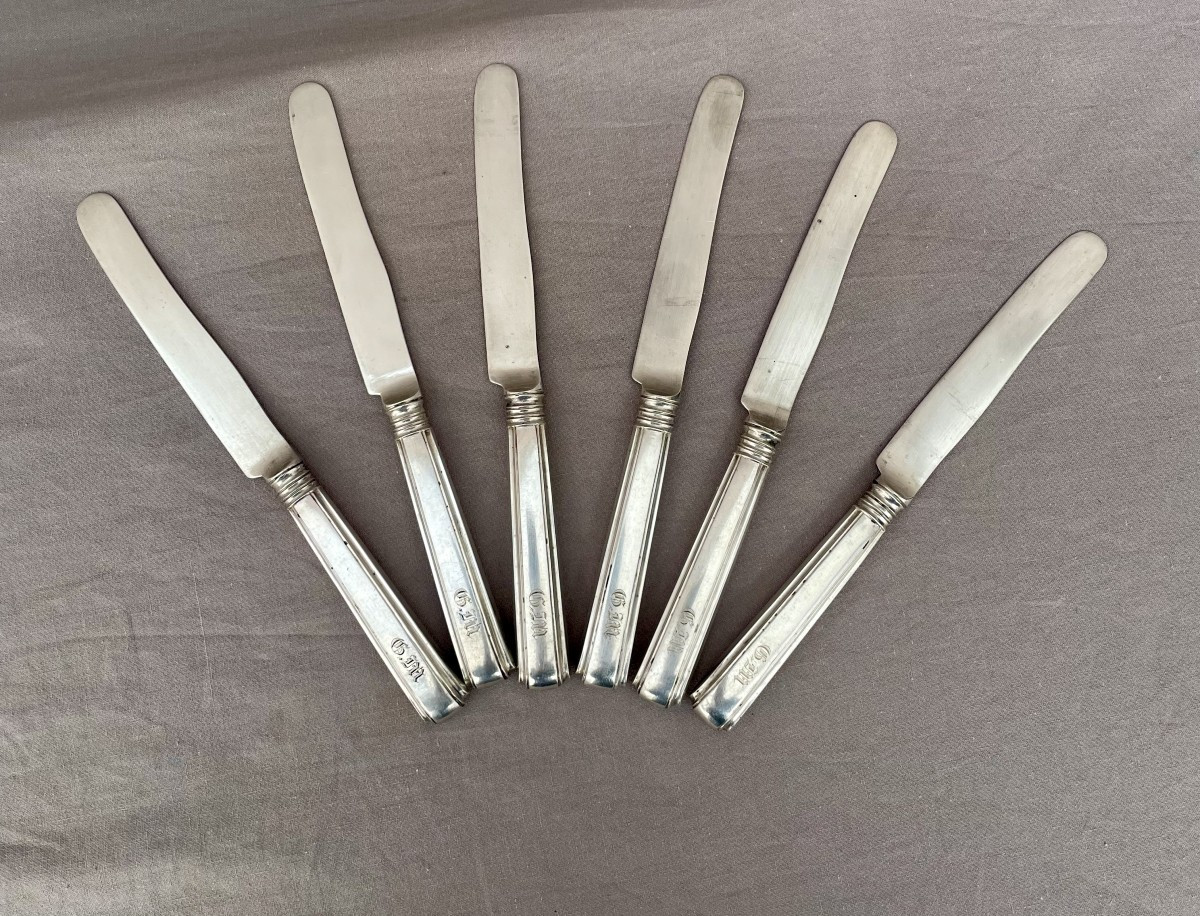 Carl Boianowski Set Of 6 Silver Knives 84 Russie Impériale Saint-pertersboug 1863 , 409gr