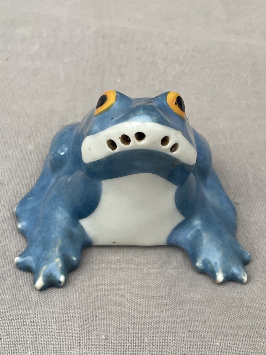 Edouard-marcel Sandoz (1881–1971) For Haviland: Frog Salt Shaker, Blue Glazed Porcelain-photo-1
