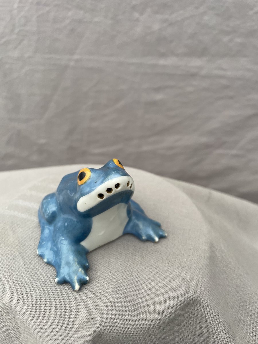 Edouard-marcel Sandoz (1881–1971) For Haviland: Frog Salt Shaker, Blue Glazed Porcelain-photo-4
