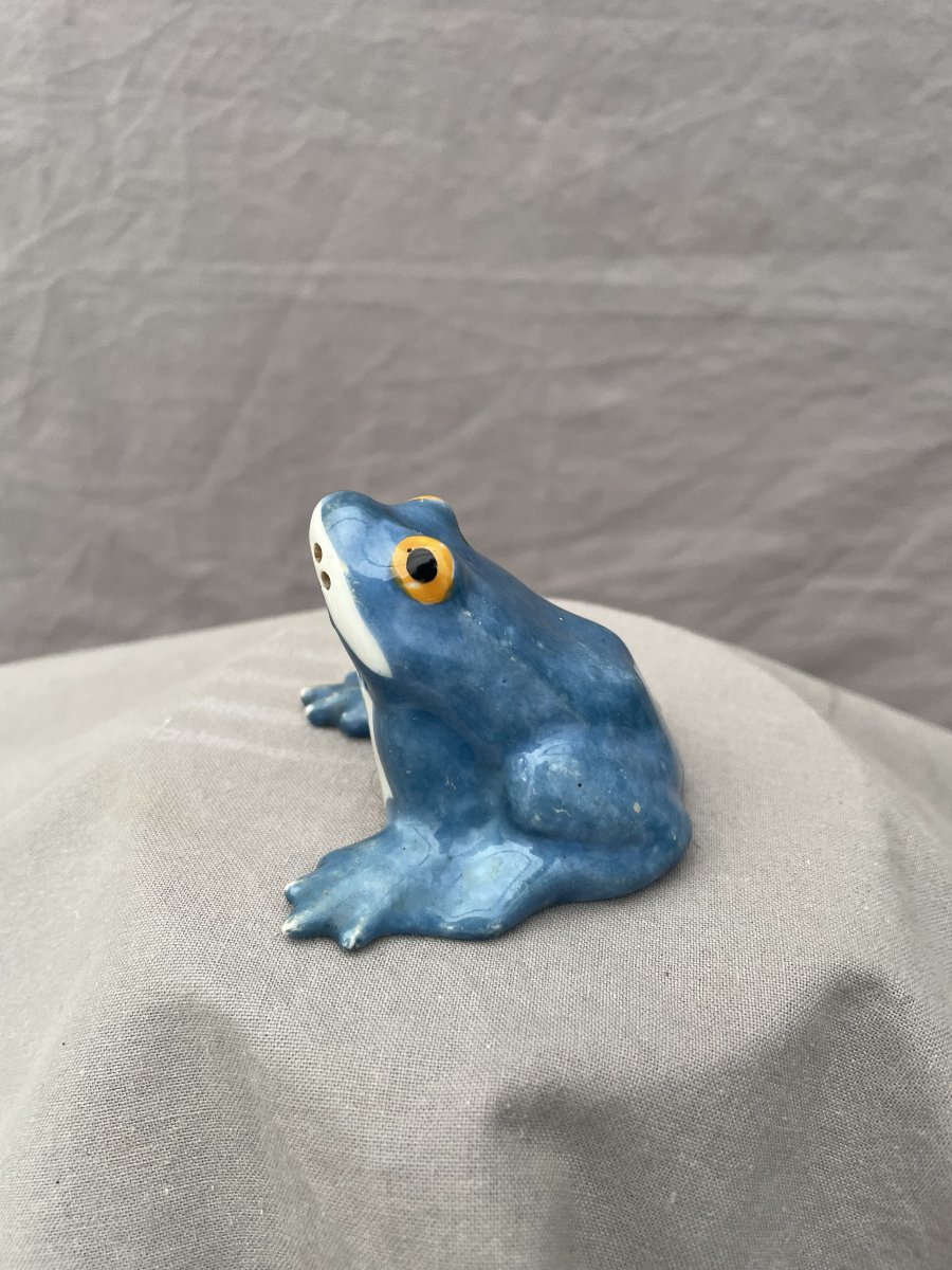 Edouard-marcel Sandoz (1881–1971) For Haviland: Frog Salt Shaker, Blue Glazed Porcelain-photo-8