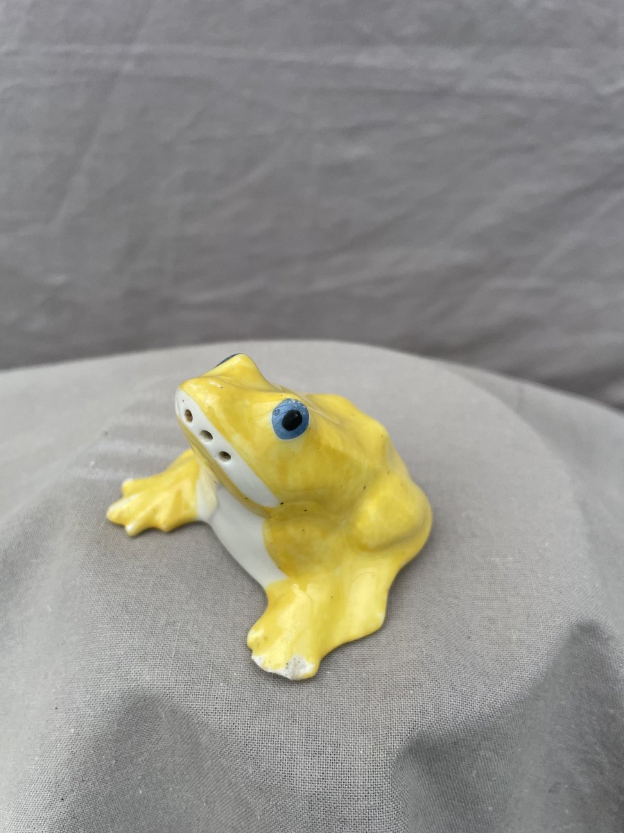 Edouard-Marcel SANDOZ (1881-1971) pour HAVILAND Grenouille salière Porcelaine émaillée jaune -photo-2