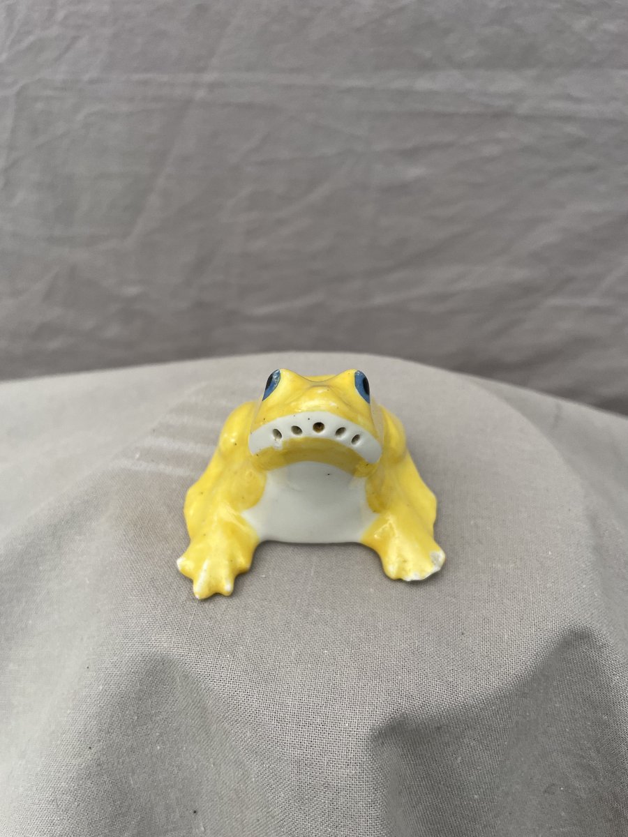 Edouard-Marcel SANDOZ (1881-1971) pour HAVILAND Grenouille salière Porcelaine émaillée jaune -photo-3