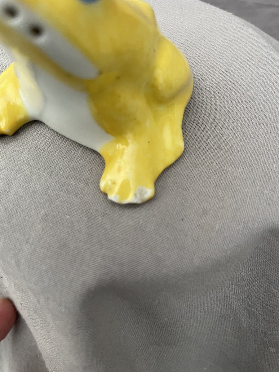 Edouard-Marcel SANDOZ (1881-1971) pour HAVILAND Grenouille salière Porcelaine émaillée jaune -photo-6
