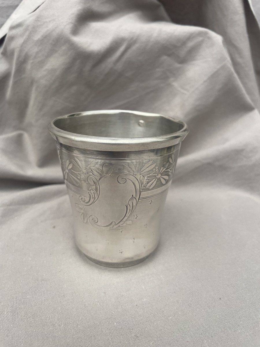 Jules Alfred TRANCHANT Maître Orfèvre ("AT" et une abeille) reçu en 1881. Timbale argent massif-photo-5