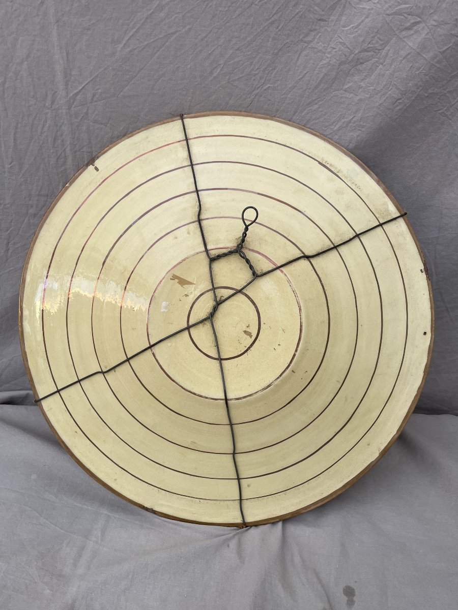 Plat hispano-mauresque à la harpie Espagne, Faïence Manises  Valence, fin XIXème siècle 46 cm -photo-2