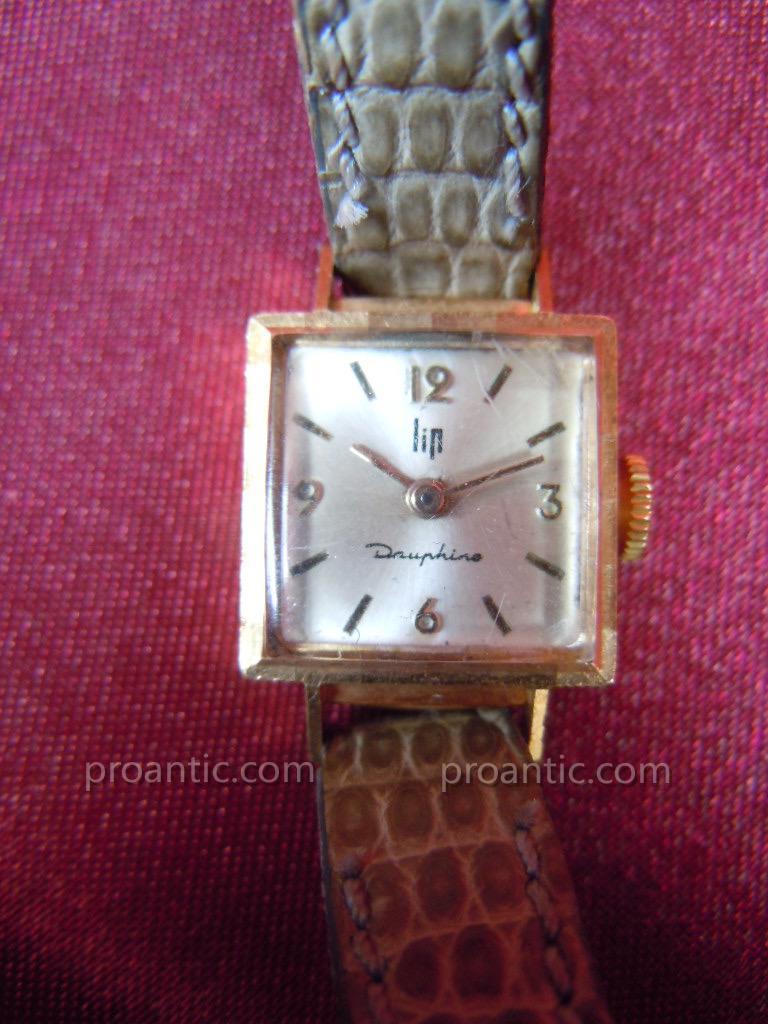 Montre Lip Or 18k 750 Dame Mécanique Boitier Carré N°90419 