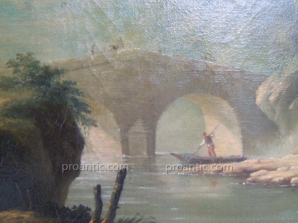 Paysage XIXème Huile Sur Toile Berger Au Turban Rouge Italie Lombardie 19ème-photo-1