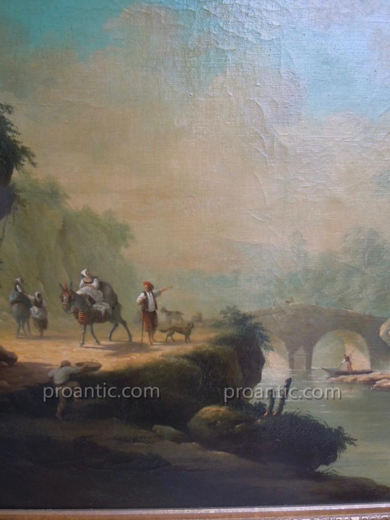 Paysage XIXème Huile Sur Toile Berger Au Turban Rouge Italie Lombardie 19ème-photo-3