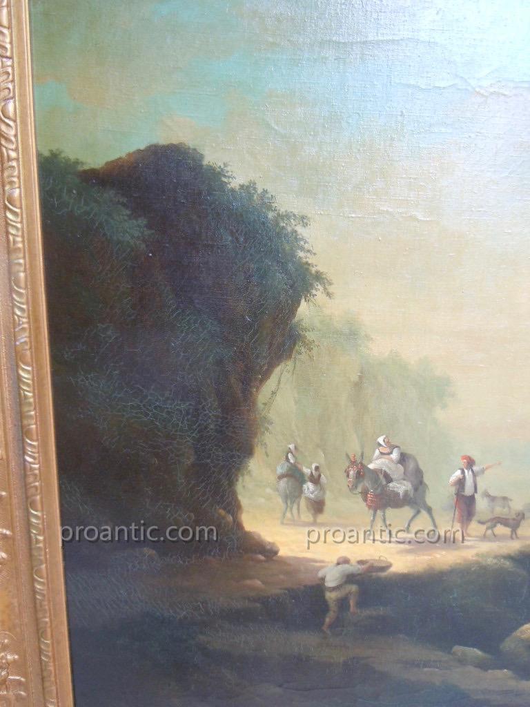 Paysage XIXème Huile Sur Toile Berger Au Turban Rouge Italie Lombardie 19ème-photo-4