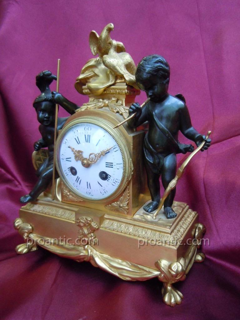 Gilt Bronze Clock 19th Cupid And Putto Warrior Nineteenth-photo-2