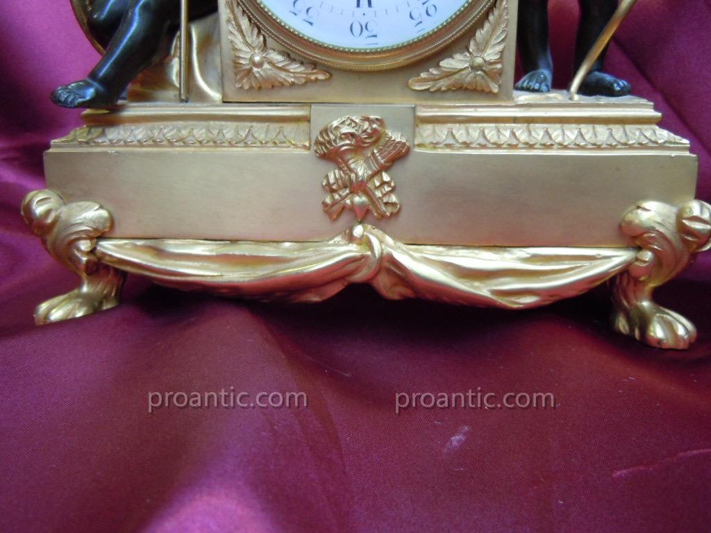 Gilt Bronze Clock 19th Cupid And Putto Warrior Nineteenth-photo-3