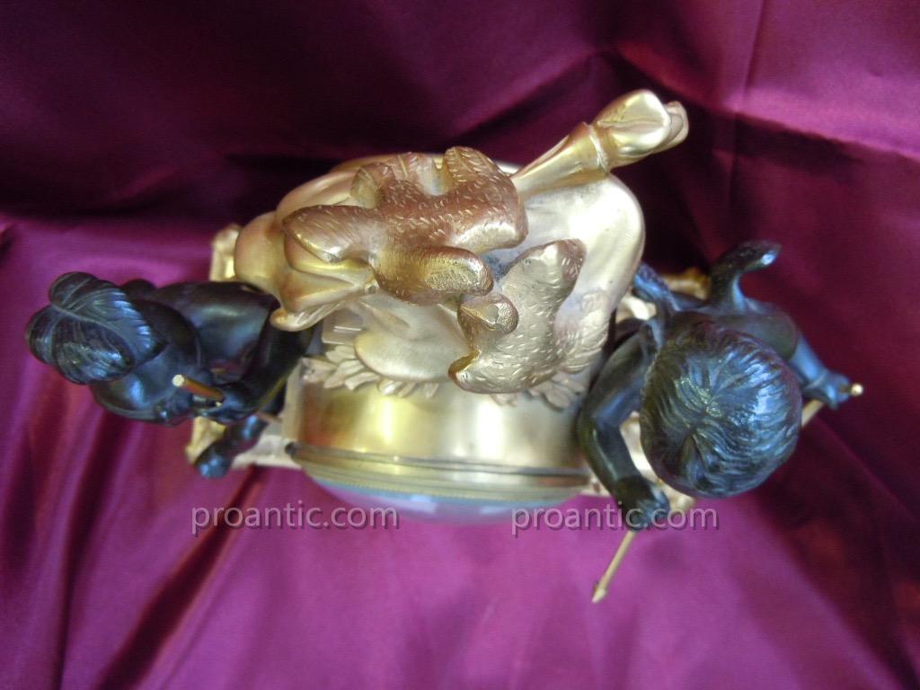 Gilt Bronze Clock 19th Cupid And Putto Warrior Nineteenth-photo-4