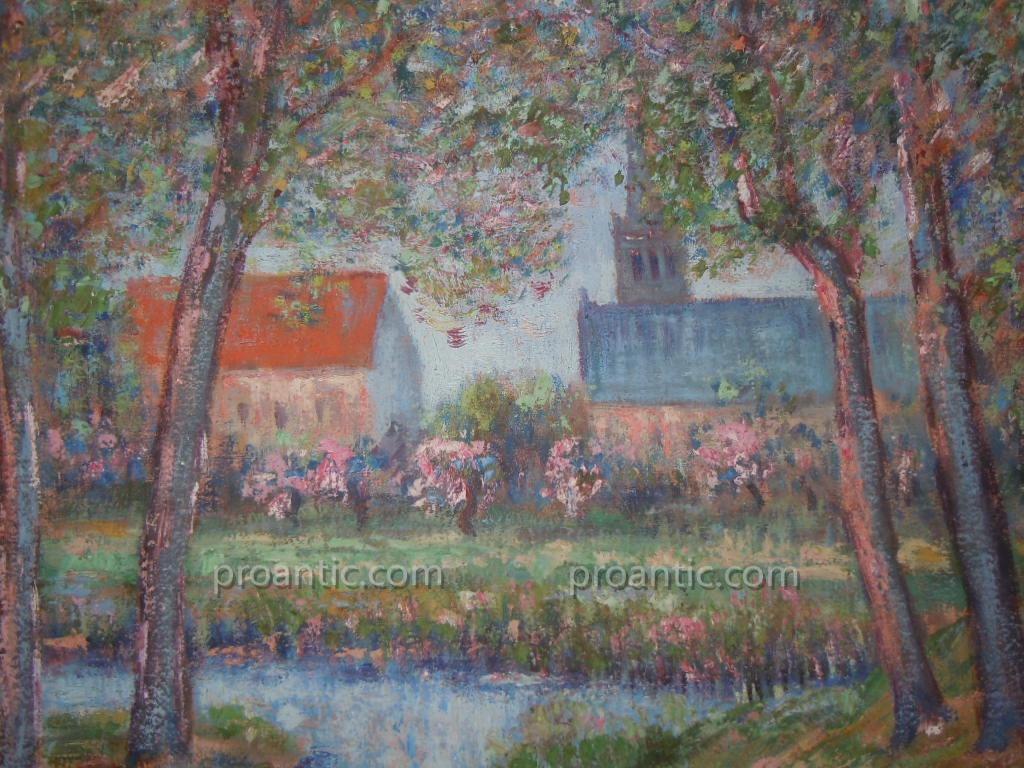 Cowez Bernard Early 20th Oil Post Impressionist Morning Of Spring 10f-photo-2