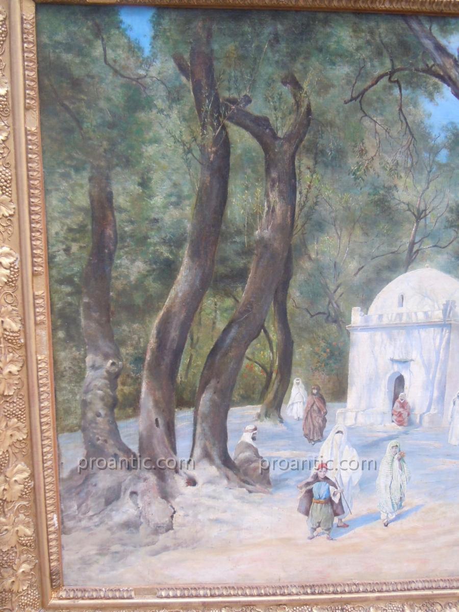 Fortunio XIX Oil Orientalist Algeria Blida Marabout Sidi Yacoub 19th-photo-1