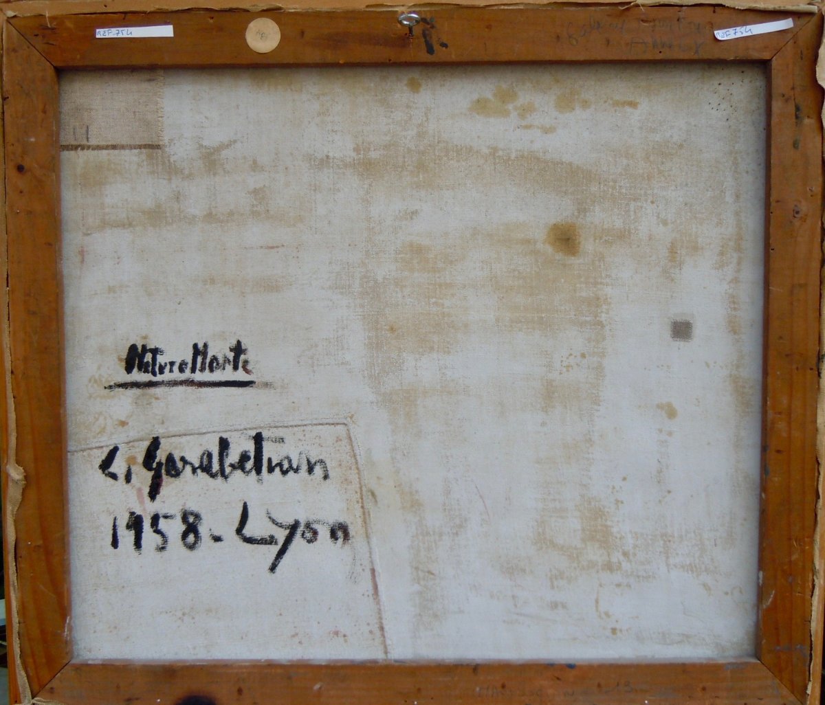 Crikor Garabetian (1908-1993) Nature Morte Vanit&eacute; Cr&acirc;ne Animal 55x63 Cm Huile Sur Toile Sign&eacute;e peintre Arm&eacute;nien Arm&eacute;nie -photo-1