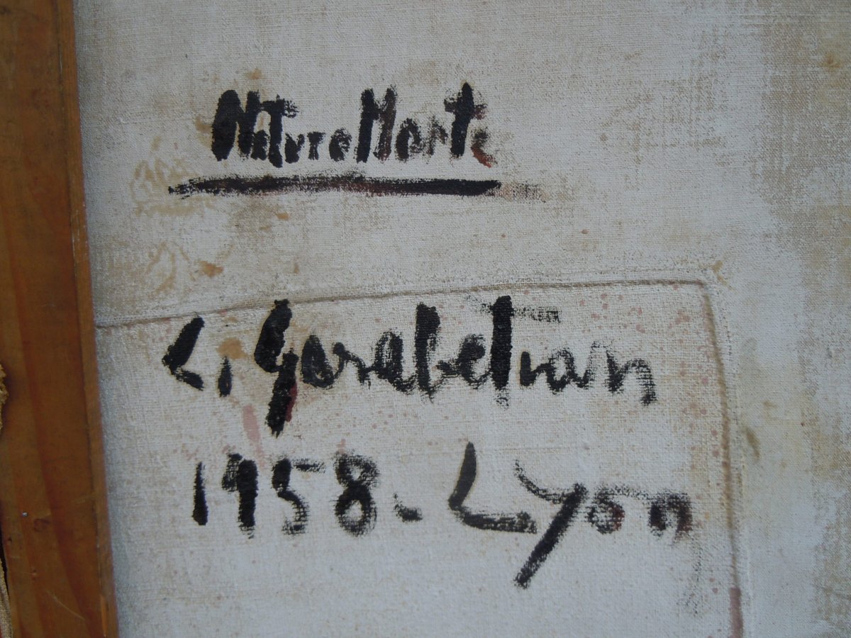 Crikor Garabetian (1908-1993) Nature Morte Vanit&eacute; Cr&acirc;ne Animal 55x63 Cm Huile Sur Toile Sign&eacute;e peintre Arm&eacute;nien Arm&eacute;nie -photo-2