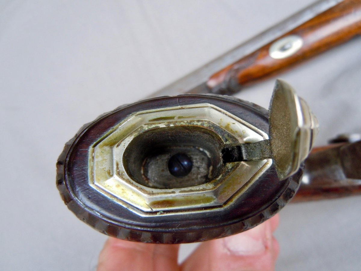 Coffret Cassette N&eacute;cessaire Pistolets De Duel Sign&eacute;s Lassence Rong&eacute; Liege Circa 1840 XIX&egrave;me Louis-Philippe -photo-4