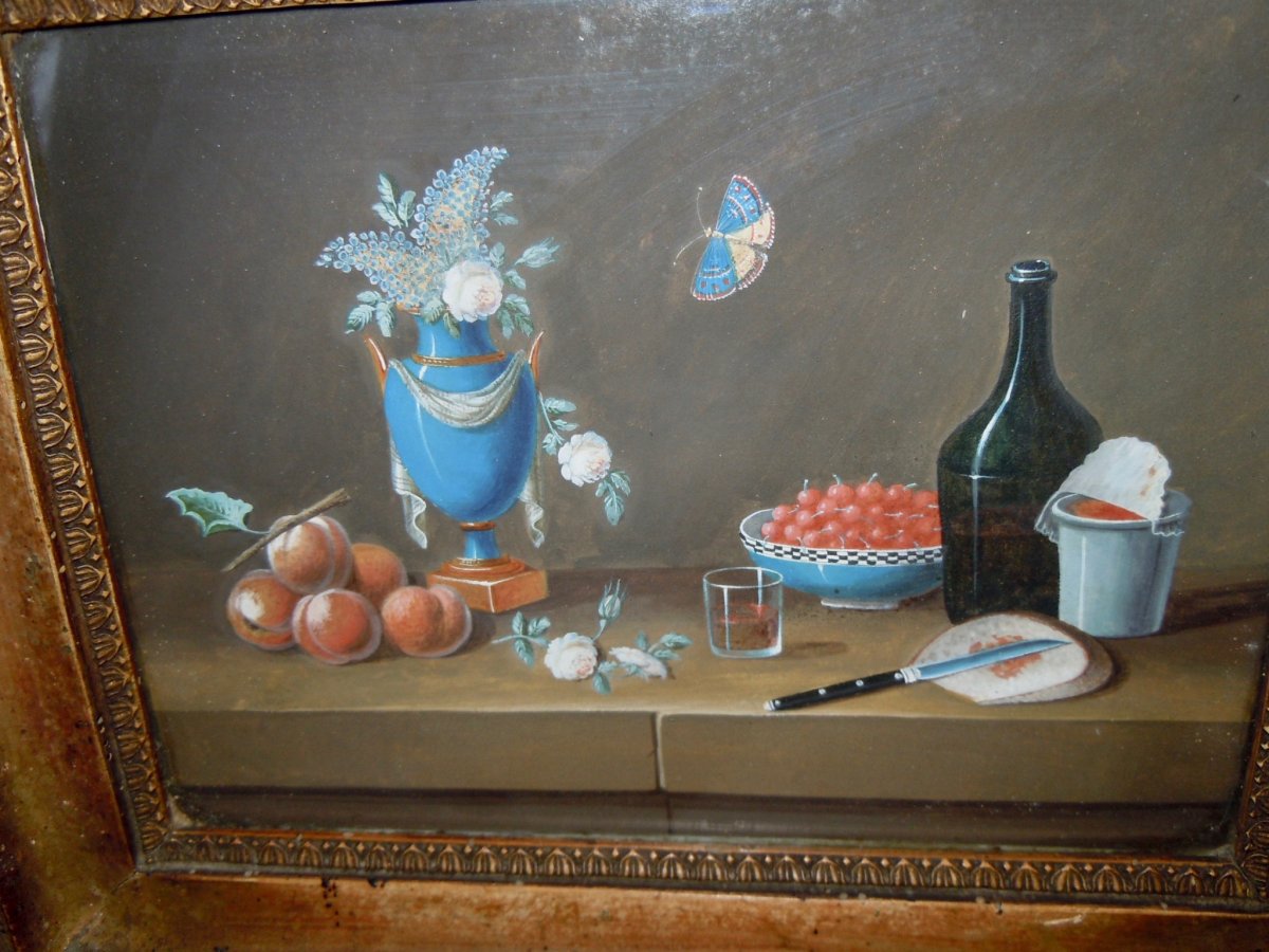 Johann Rudolf Feyerabend Dit Paul Lelong (basel, 1779-1814) Still Life With Peaches Gouache 15,5x21cm-photo-4