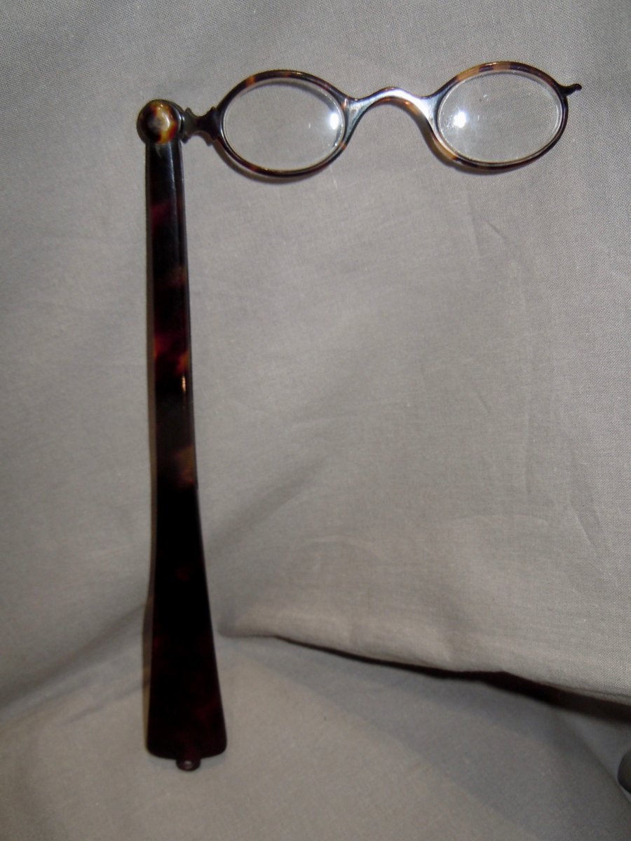 Face-to-hand Glasses Tortoise Brown Tortoise XIXth Napoleon III 19th-photo-4