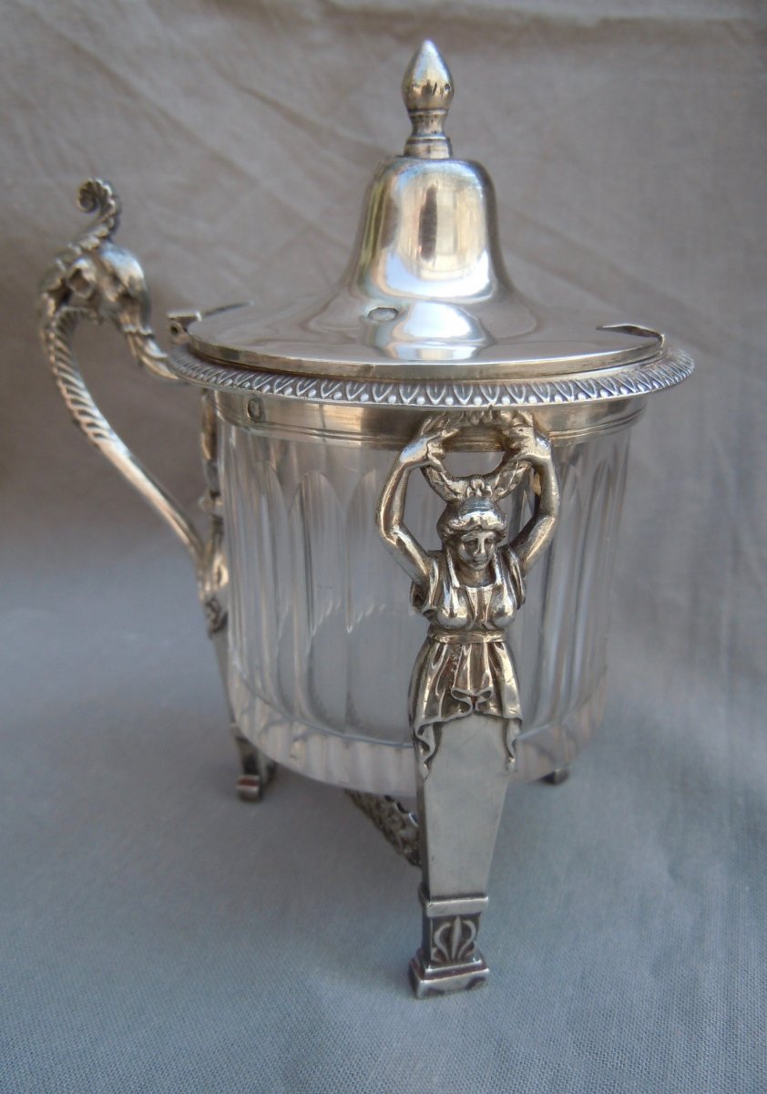 Sj Dupezard Moutardier Tripod Silver Crist950 / °° Paris 2nd Coq Empire Restoration 1809-1819-photo-3