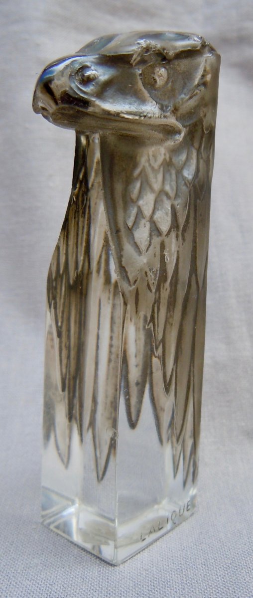 René Lalique 1860-1945 Seal Eagle Head Seal 1911 Patinated Glass Black Engraved Coat Of Arms Coat Of Arms-photo-3