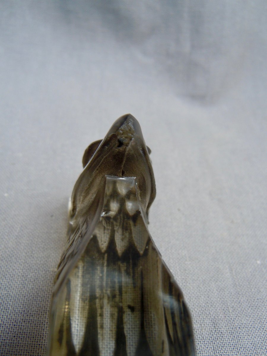 René Lalique 1860-1945 Seal Eagle Head Seal 1911 Patinated Glass Black Engraved Coat Of Arms Coat Of Arms-photo-6